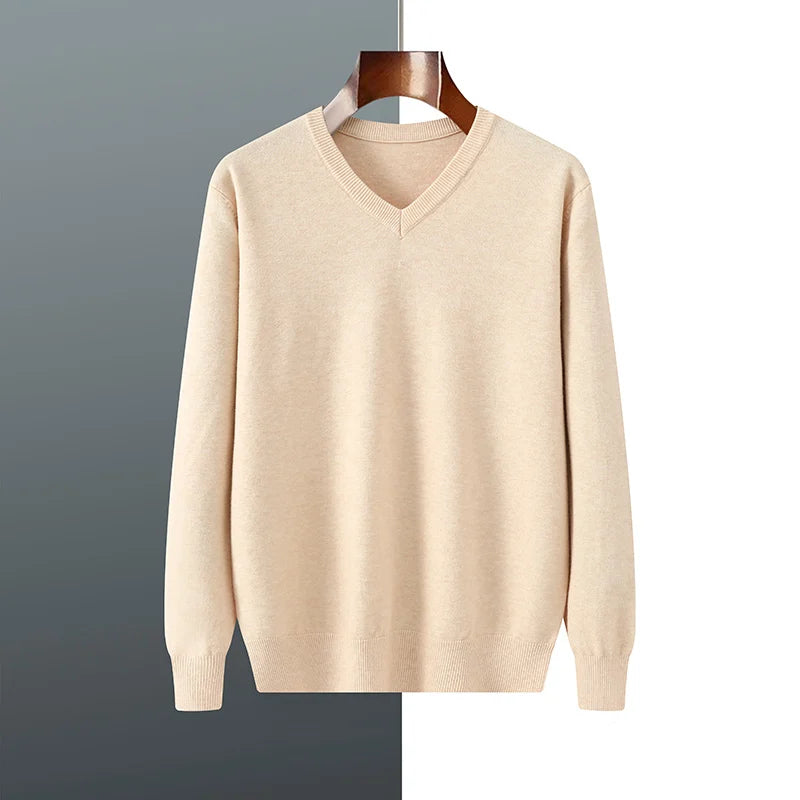 Indulge in Timeless Luxury with Our Men's Cashmere V-Neck Pullover - Cottonese.com