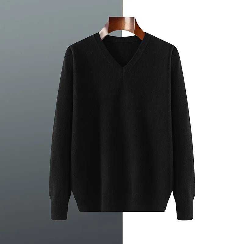 Indulge in Timeless Luxury with Our Men's Cashmere V-Neck Pullover - Cottonese.com