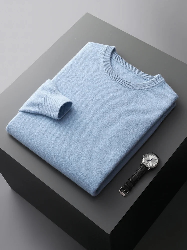 O-Neck Cashmere Sweater 100% Pure Wool - Cottonese.com