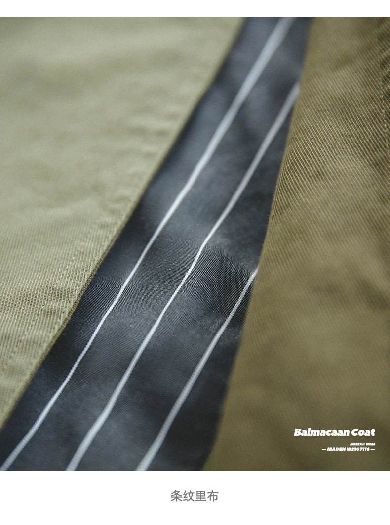 The Maden Balmacaan Coat: Amekaji-Inspired Relaxed Fit Heavyweight Twill Windbreaker Overcoat