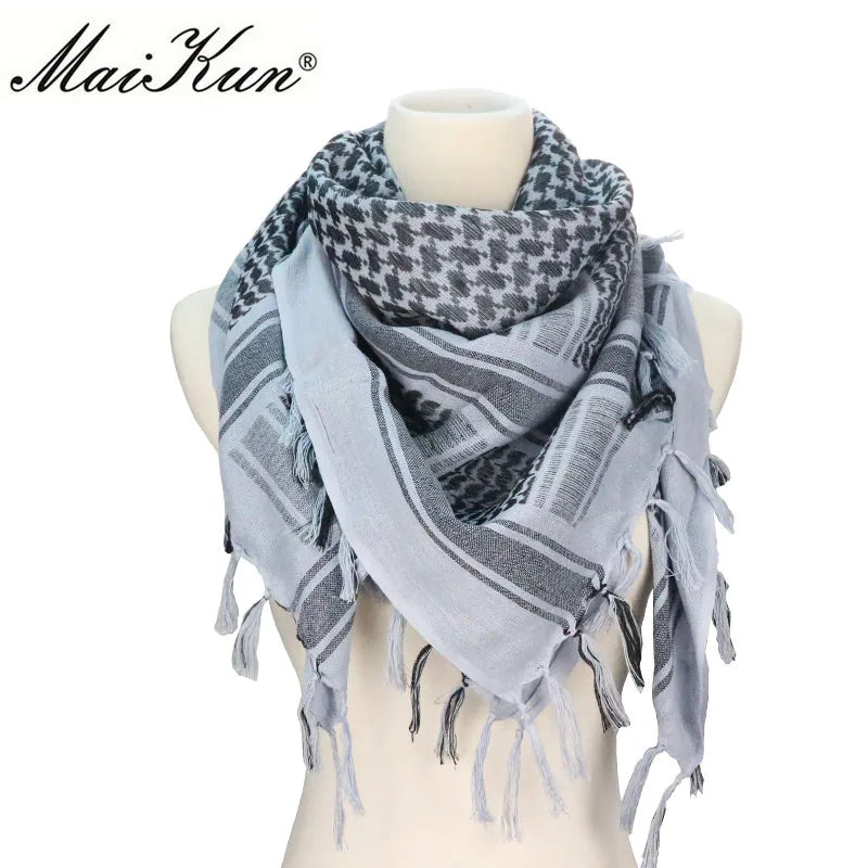 Maikun Cotton Arab Scarves Men Winter Military Keffiyeh Windproof Scarf Muslim Hijab Shemagh Tactical Desert Square Wargame - Cottonese.com