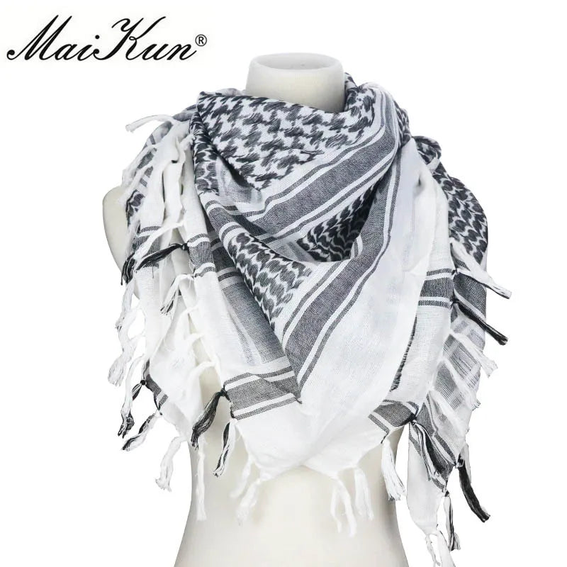 Maikun Cotton Arab Scarves Men Winter Military Keffiyeh Windproof Scarf Muslim Hijab Shemagh Tactical Desert Square Wargame - Cottonese.com