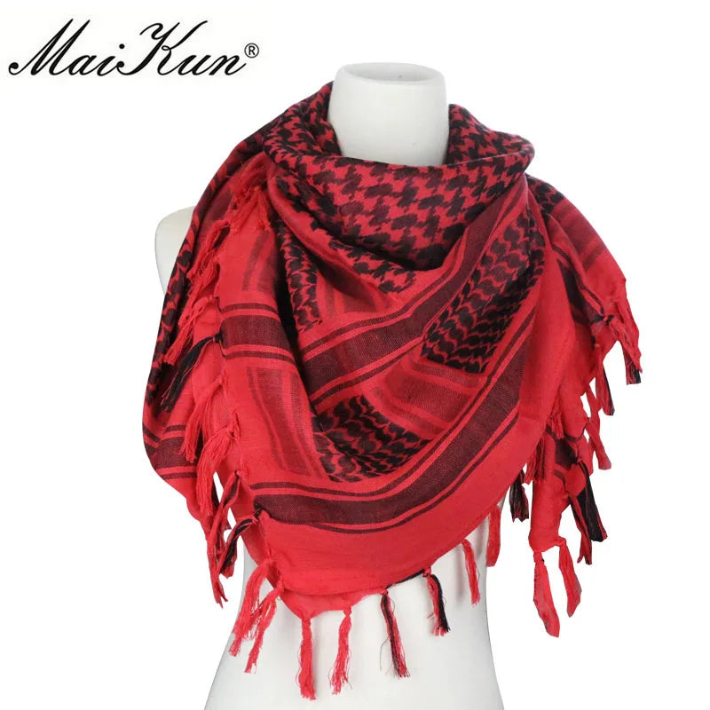 Maikun Cotton Arab Scarves Men Winter Military Keffiyeh Windproof Scarf Muslim Hijab Shemagh Tactical Desert Square Wargame - Cottonese.com