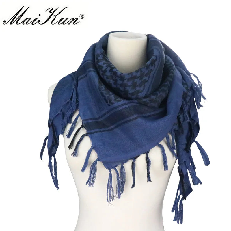 Maikun Cotton Arab Scarves Men Winter Military Keffiyeh Windproof Scarf Muslim Hijab Shemagh Tactical Desert Square Wargame - Cottonese.com