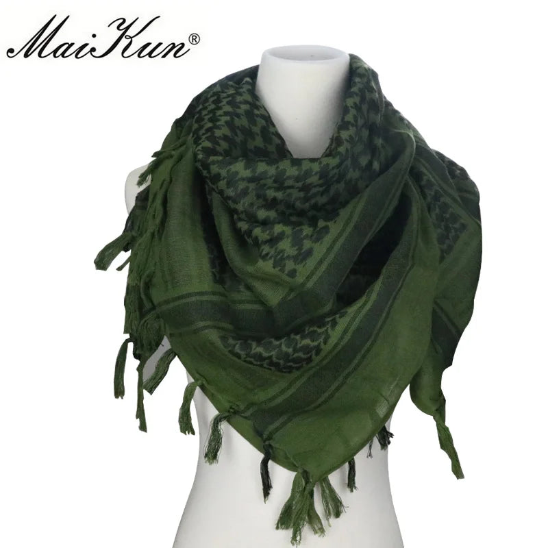 Maikun Cotton Arab Scarves Men Winter Military Keffiyeh Windproof Scarf Muslim Hijab Shemagh Tactical Desert Square Wargame - Cottonese.com