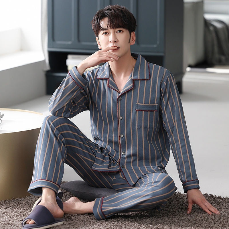 Men's Cotton Long-Sleeved Pajamas – Year-Round Comfort - Cottonese.com