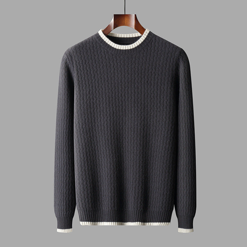 Men's Round Neck Twisted Design  Sweater | Premium Merino Wool