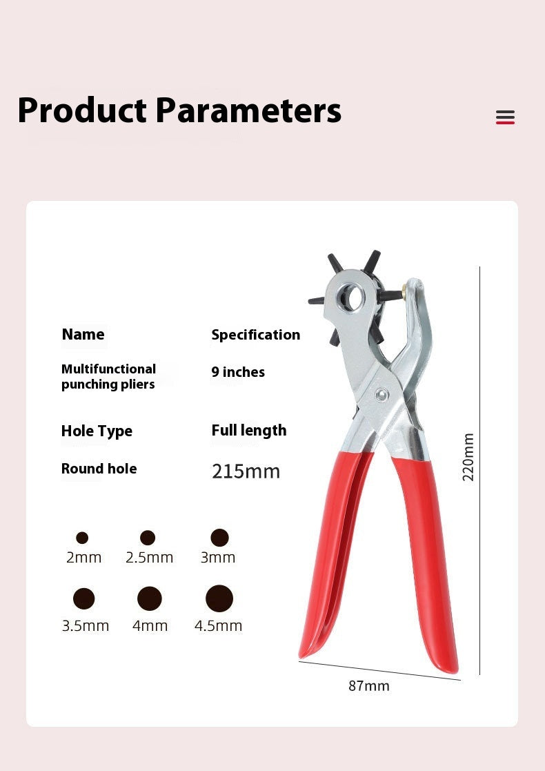 Belt Punch Plier Multi-functional Round Hole Flat Hole Manual Hole Puncher - Cottonese.com