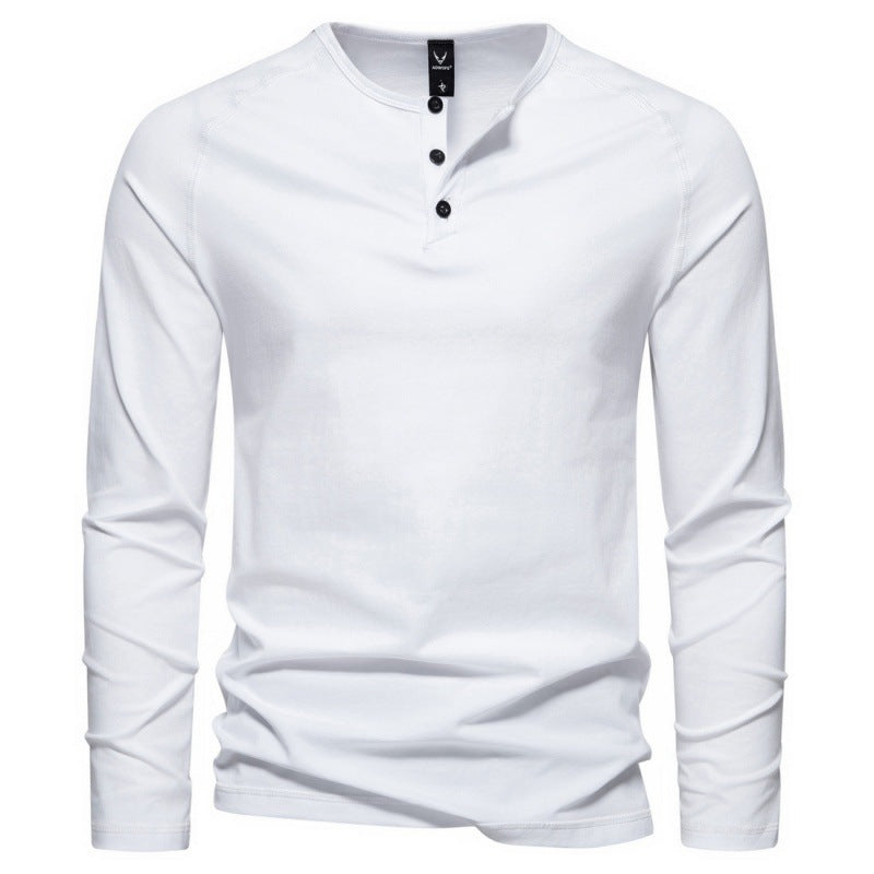 Elevate Your Casual Style with the Men's Henry Collar Long-Sleeve T-Shirt - Cottonese.com