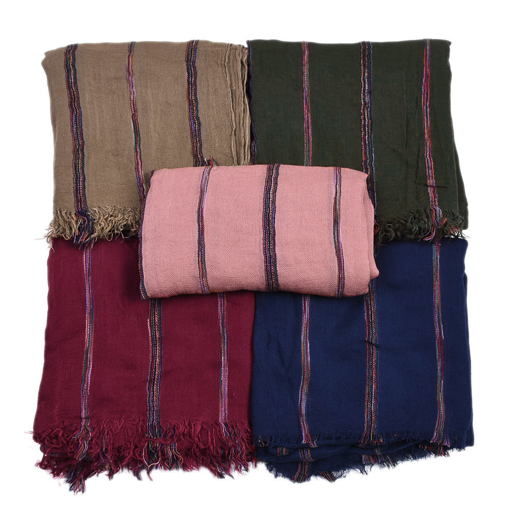 Retro Ethnic Style Cotton and Linen Stripes Scarf Shawl - Cottonese.com