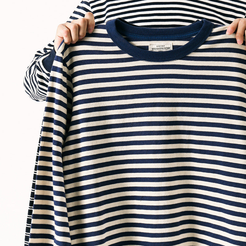 Horizontal Striped American Retro Sports T-shirt Men - Cottonese.com