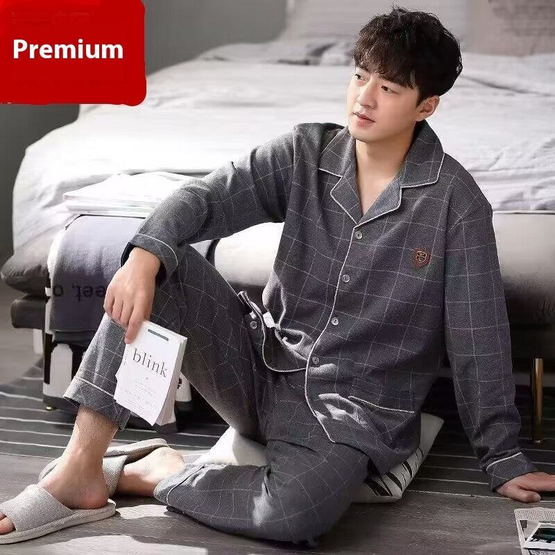 Men's Cotton Long-Sleeved Pajamas – Year-Round Comfort - Cottonese.com