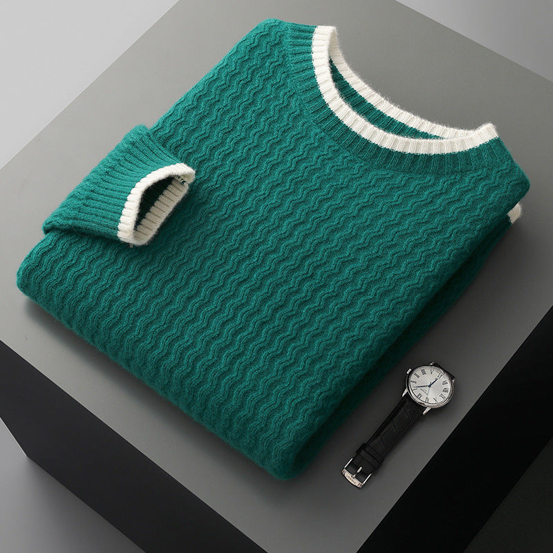 Men's Round Neck Twisted Design  Sweater | Premium Merino Wool