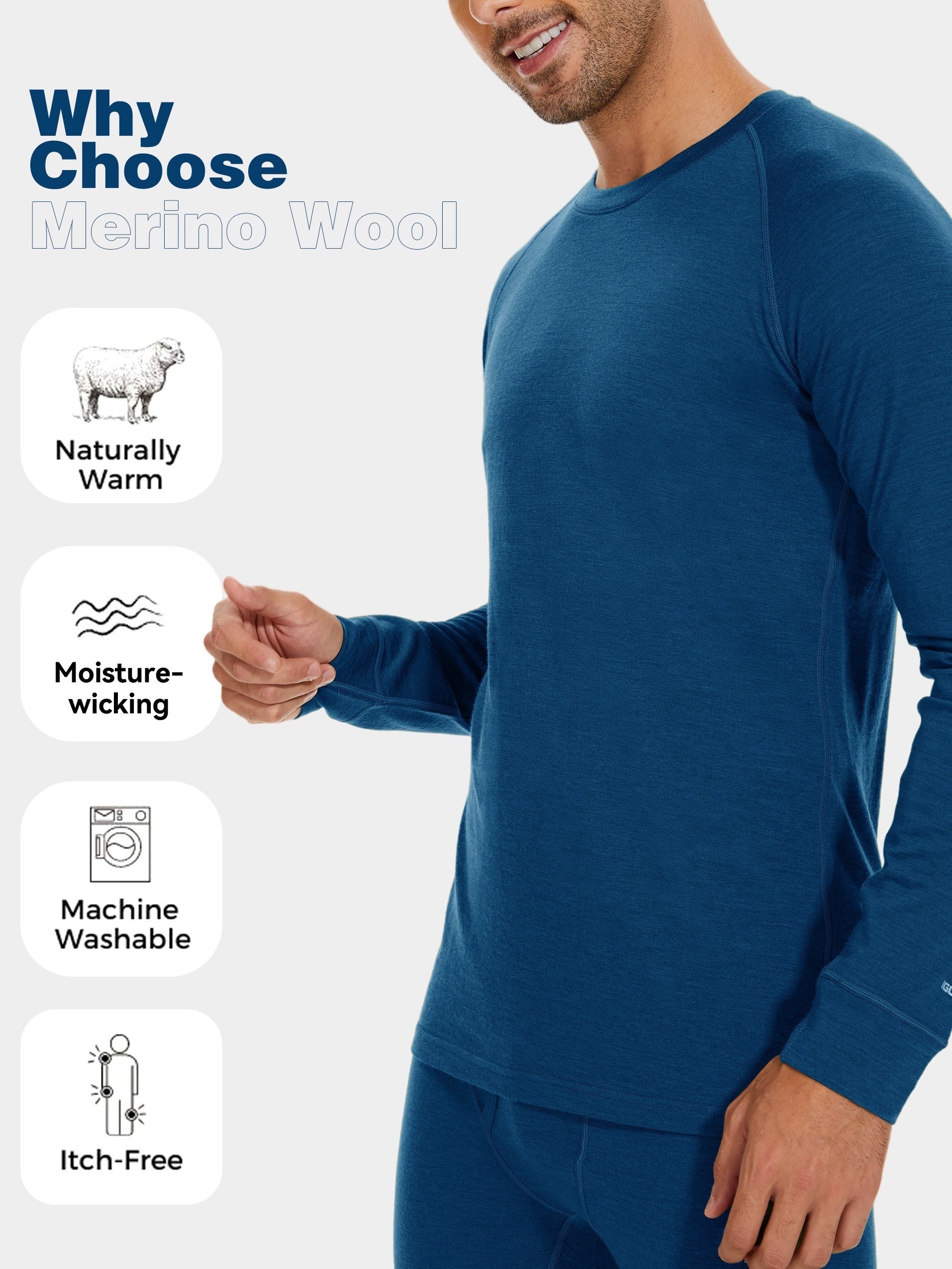 Men's 100% Merino Wool Base Layer Top – Lightweight, Warm, and Perfect for Winter Adventures - Cottonese.com