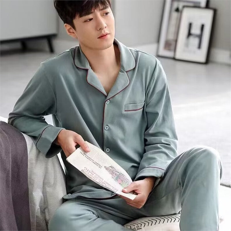 Men's Cotton Long-Sleeved Pajamas – Year-Round Comfort - Cottonese.com