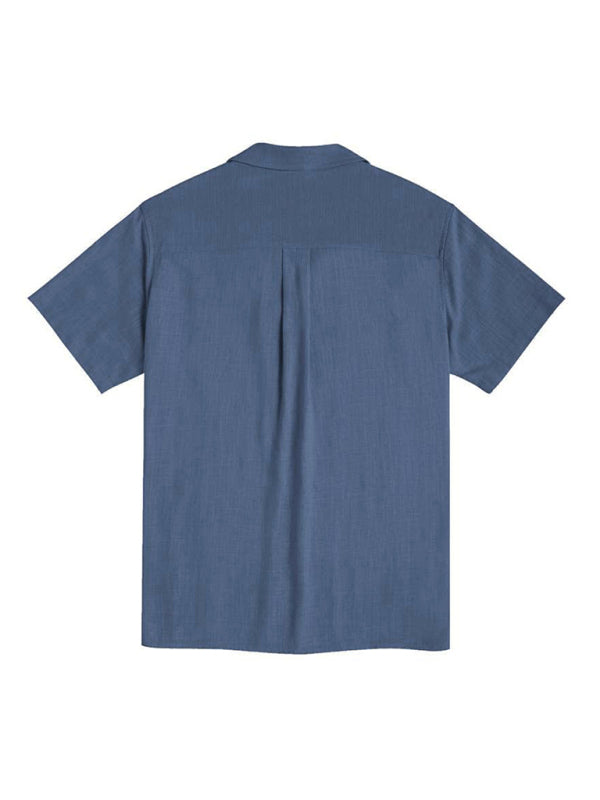 Men's Loose Casual Linen Shirt – Cuban Guayabera Short Sleeve Beach Shirt - Cottonese.com