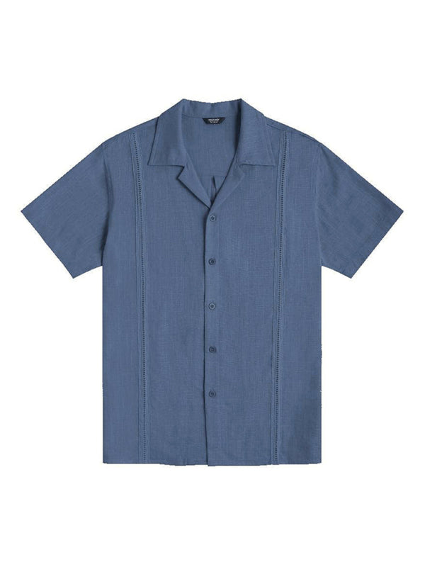 Men's Loose Casual Linen Shirt – Cuban Guayabera Short Sleeve Beach Shirt - Cottonese.com