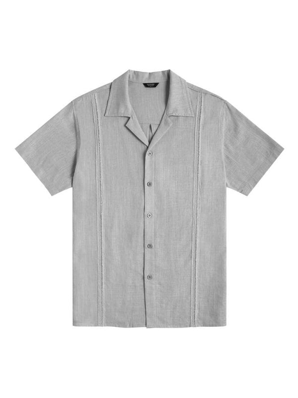 Men's Loose Casual Linen Shirt – Cuban Guayabera Short Sleeve Beach Shirt - Cottonese.com
