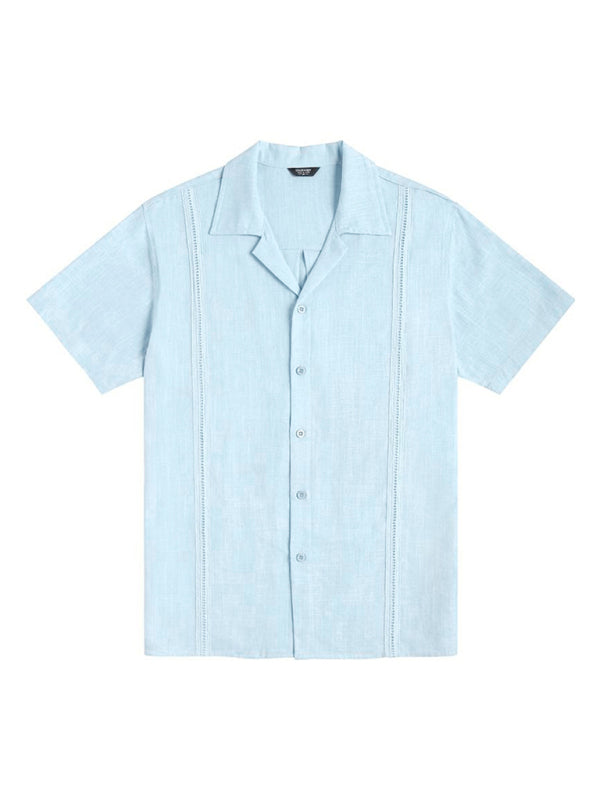 Men's Loose Casual Linen Shirt – Cuban Guayabera Short Sleeve Beach Shirt - Cottonese.com
