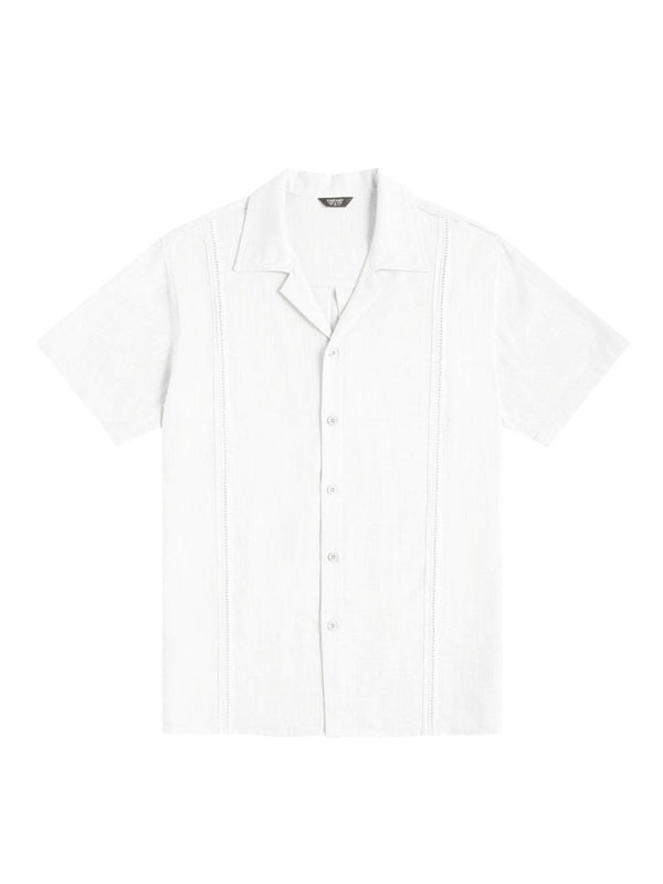 Men's Loose Casual Linen Shirt – Cuban Guayabera Short Sleeve Beach Shirt - Cottonese.com