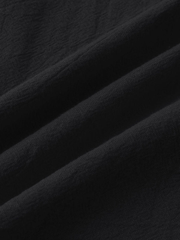 Men's Square Neck Casual Linen Shirt – Solid Color Half Sleeve Top - Cottonese.com