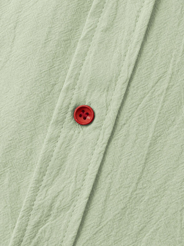 Men's Square Neck Casual Linen Shirt – Solid Color Half Sleeve Top - Cottonese.com