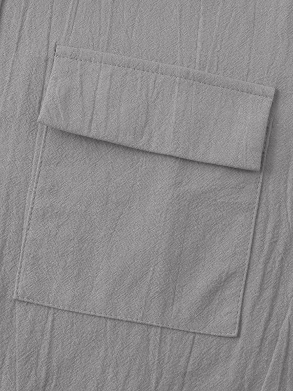 Men's Square Neck Casual Linen Shirt – Solid Color Half Sleeve Top - Cottonese.com