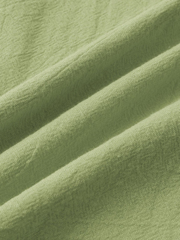 Men's Square Neck Casual Linen Shirt – Solid Color Half Sleeve Top - Cottonese.com