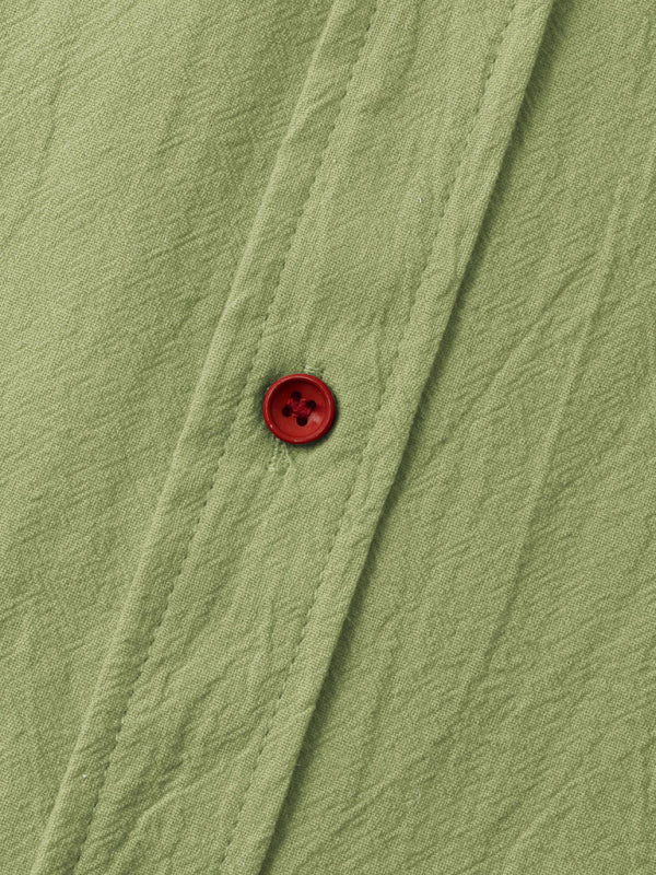 Men's Square Neck Casual Linen Shirt – Solid Color Half Sleeve Top - Cottonese.com