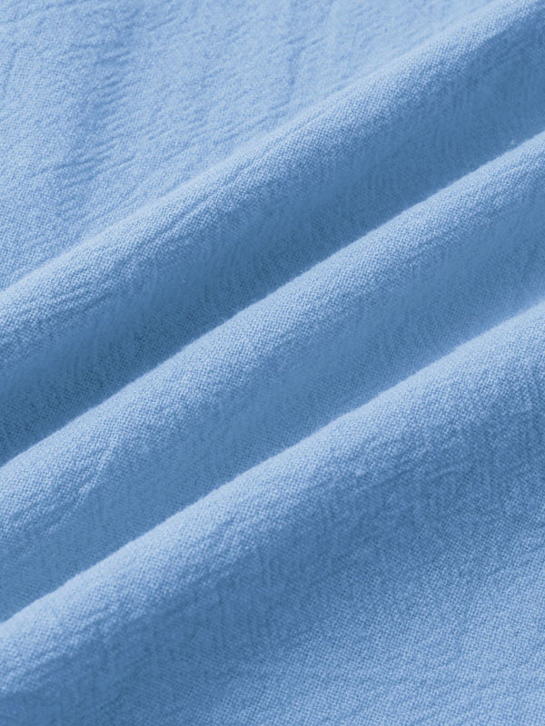 Men's Square Neck Casual Linen Shirt – Solid Color Half Sleeve Top - Cottonese.com