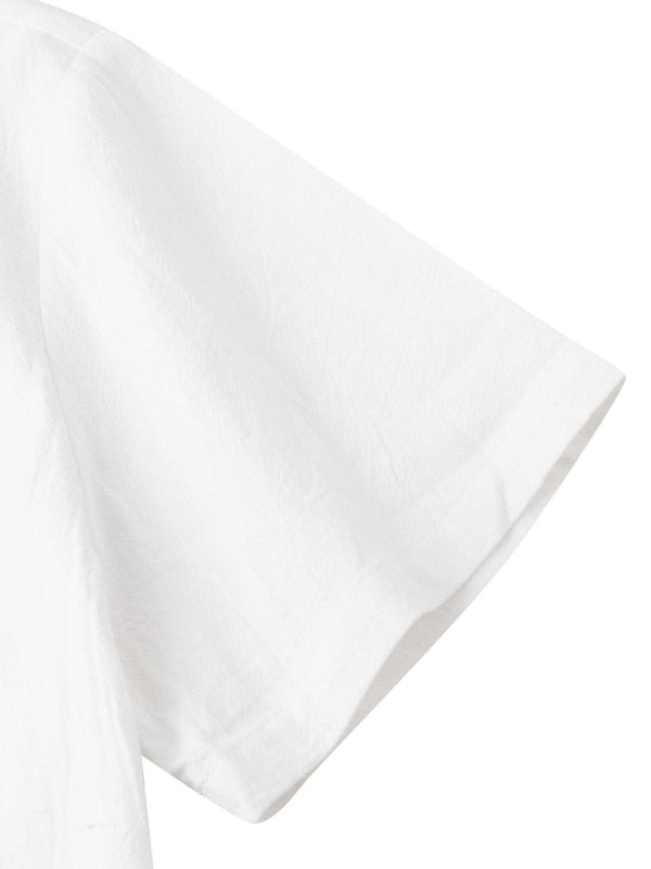 Men's Square Neck Casual Linen Shirt – Solid Color Half Sleeve Top - Cottonese.com